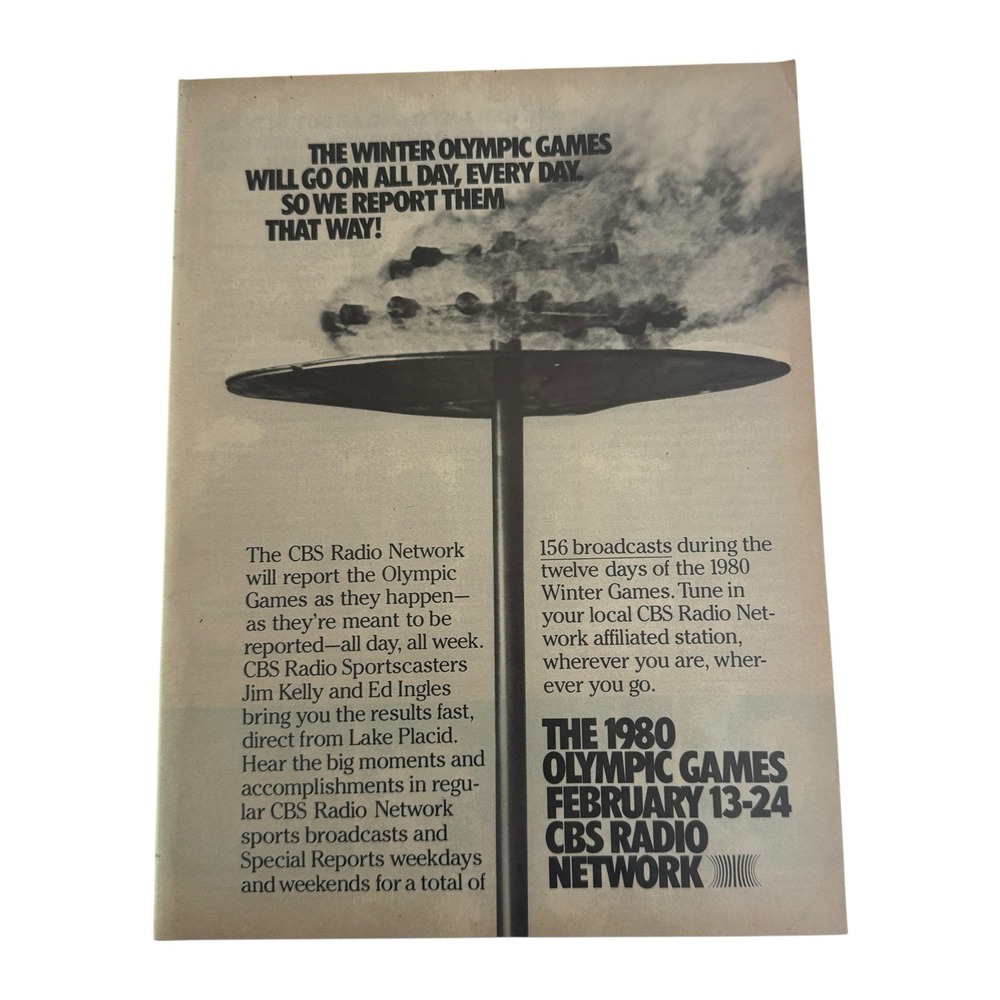Vintage 1980 Winter Olympic Games Advertisement Print Ad February CBS Radio
